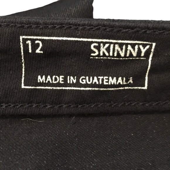 Vineyard Vines Ladies Size 12 Jet Black Sheen Coated Denim Jeans Zip Ankle - Picture 6 of 7